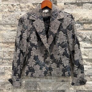 Lucyna Elegant Floral Women's Jacket, charcoal and black flowers size 40